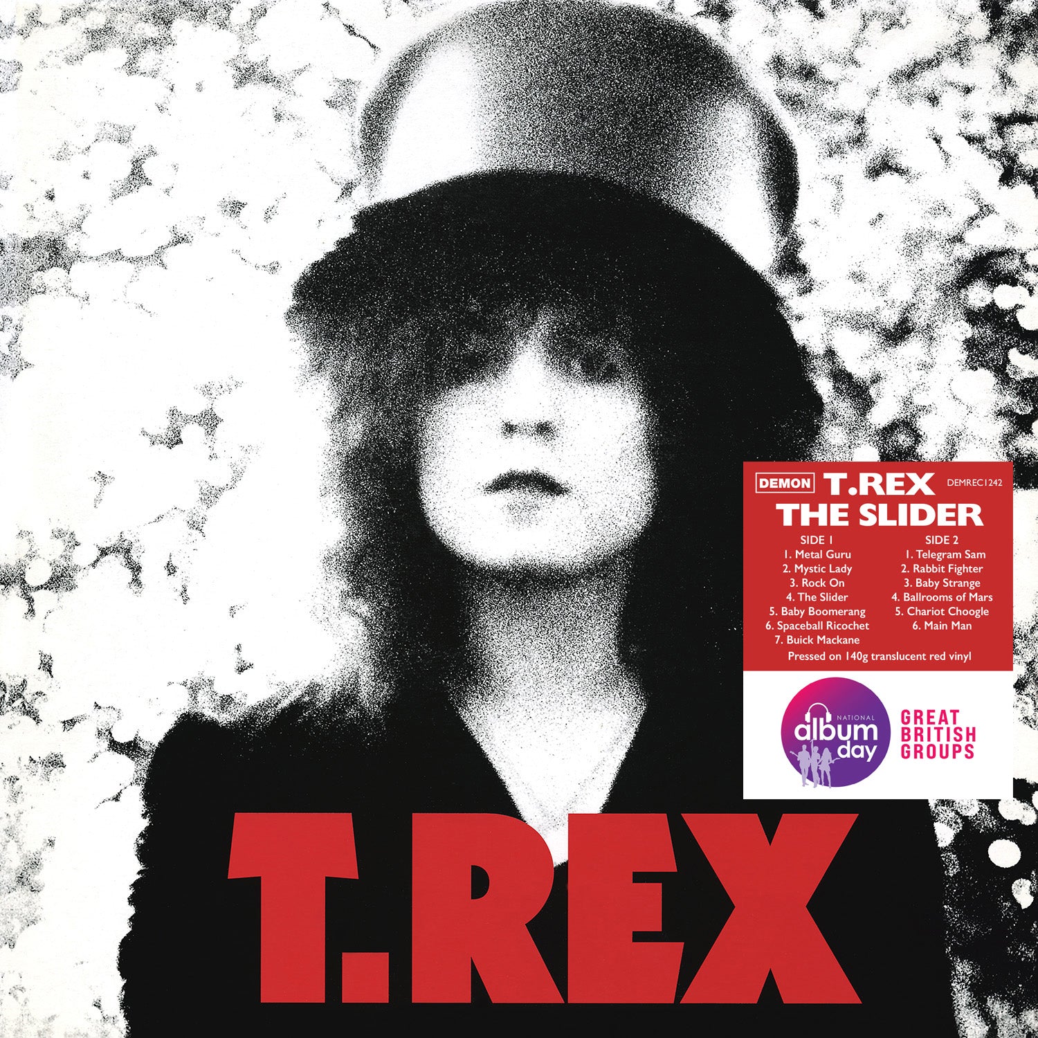 T. Rex - The Slider (140G Translucent Red Vinyl) - 1LP - 140g Translucent Red Vinyl  [National Album Day 2024]