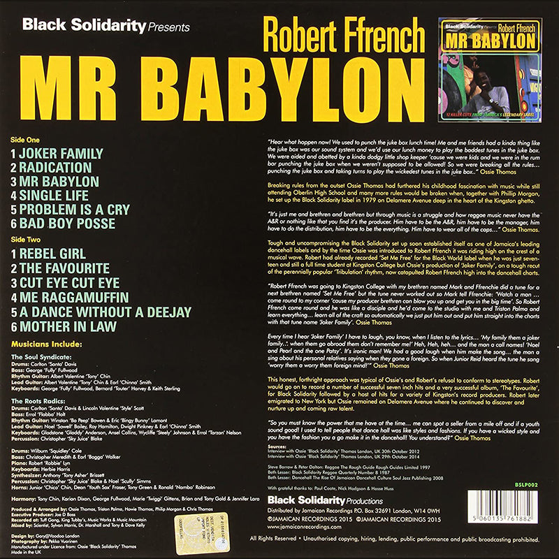 ROBERT FFRENCH (Black Solidarity Presents) - Mr Babylon - LP - Vinyl