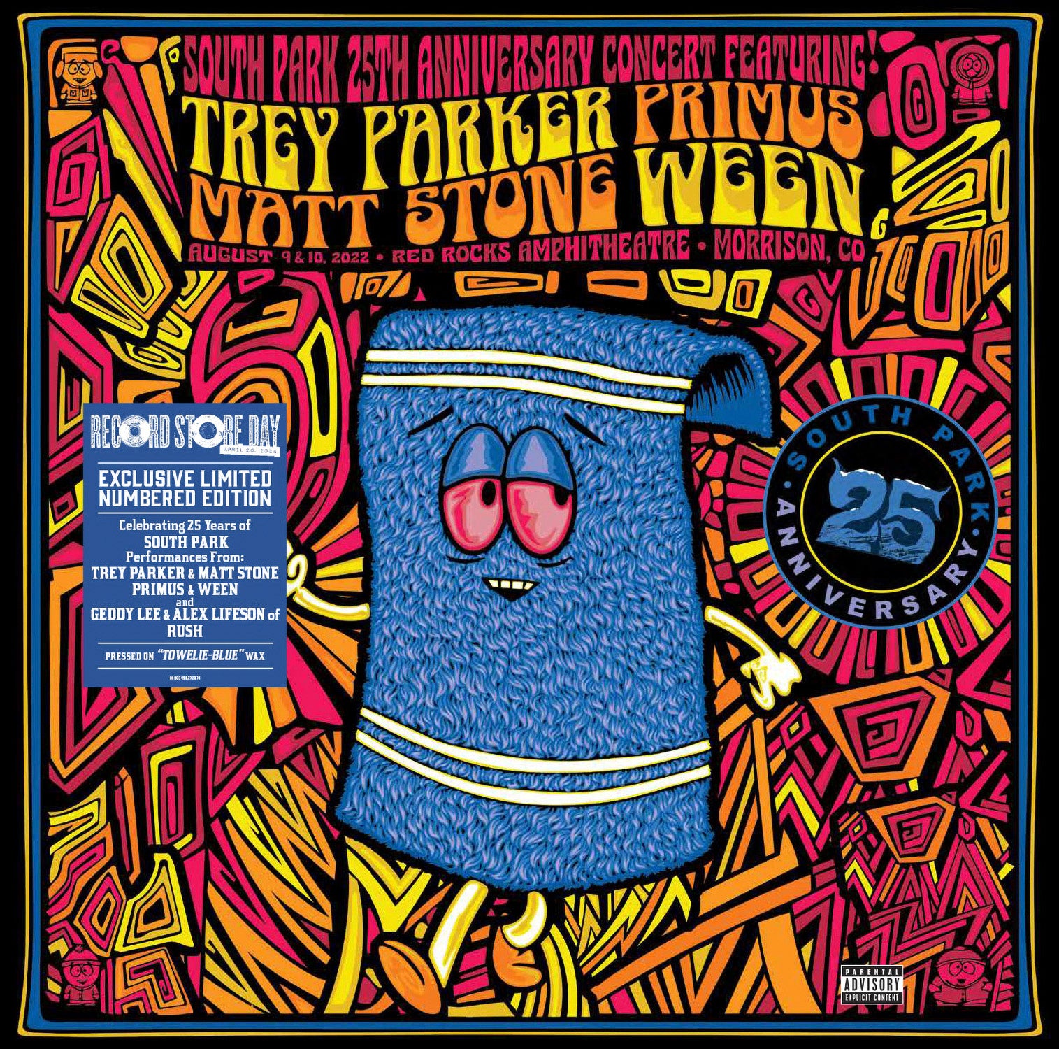 SOUTH PARK - South Park The 25th Anniversary Concert - 3 LP - Towelie-Blue Vinyl  [RSD 2024]